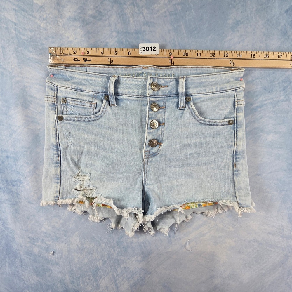 American Eagle Ne(x)t Level Stretch High Rise Button Fly Denim‎ Shorts Light 4